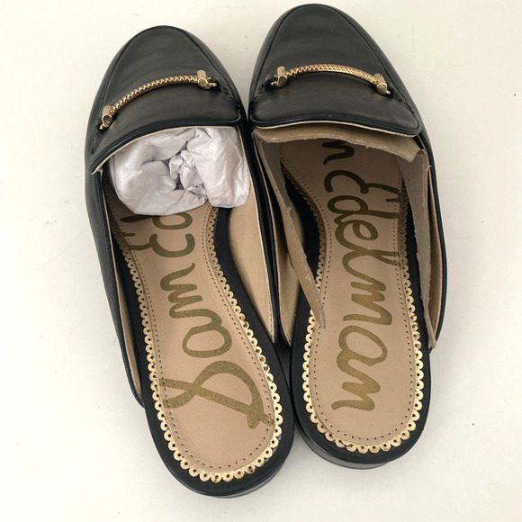 Sam Edelman Laurna Mule Flat Slip On Loafer Round Toe Black Leather 7.5 - Picture 4 of 5